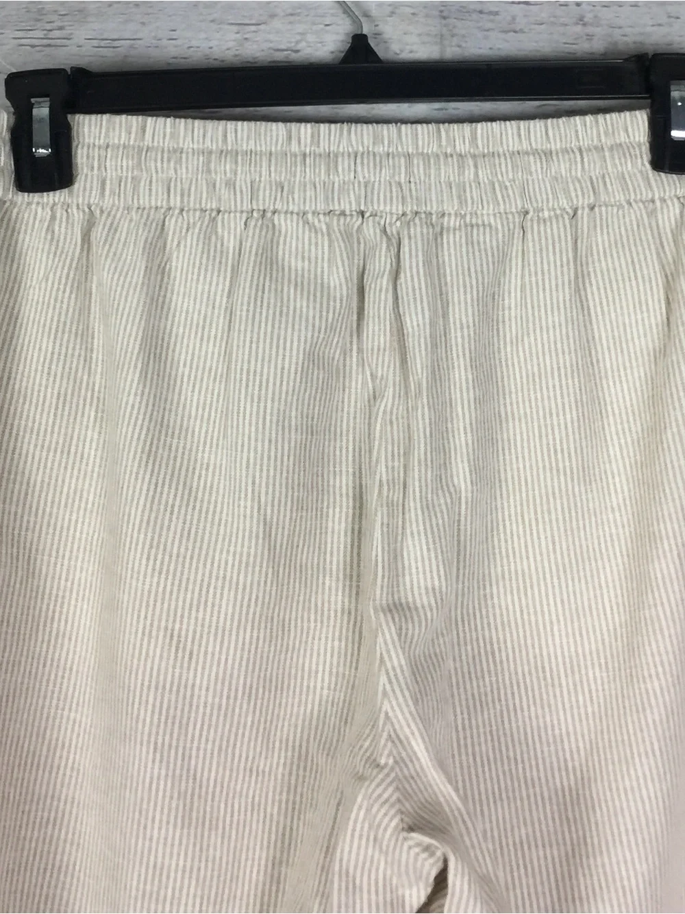 J.Crew Womens Tan White Pinstriped Cotton Linen Drawstring Cuffed Pants Size 10o
